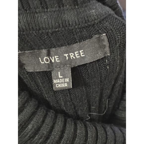 Love Tree Black Ribbed turtle neck cropped knit sweater Women's size L Stretchy - Picture 2 of 7